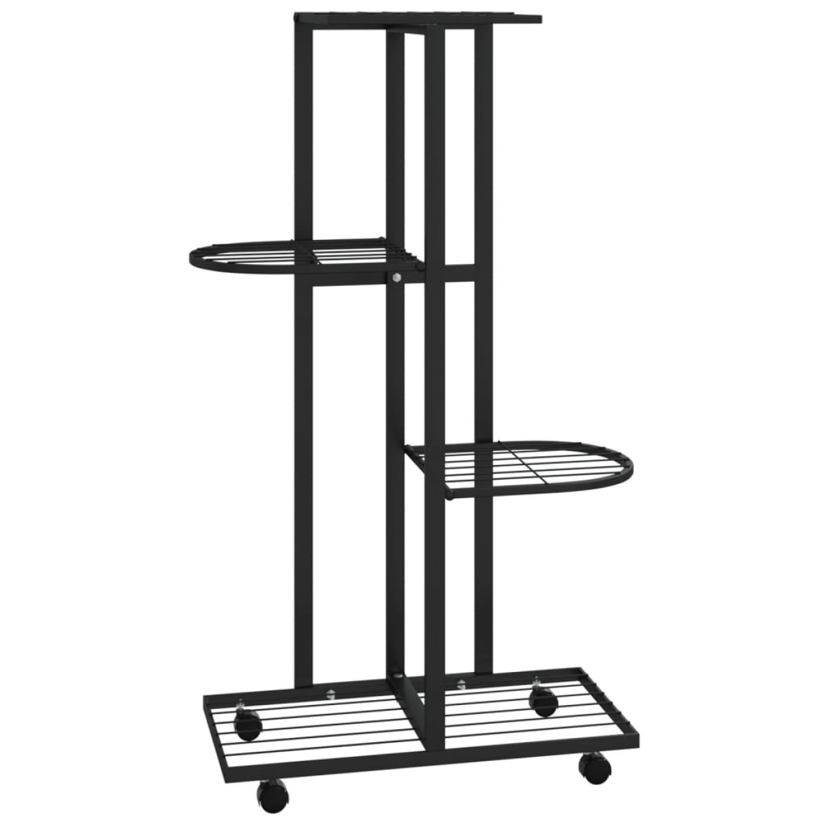 vidaXL Βάση Λουλουδιών 4 Επιπέδων με Ρόδες 44x23x80 εκ. Μαύρη Σίδερο