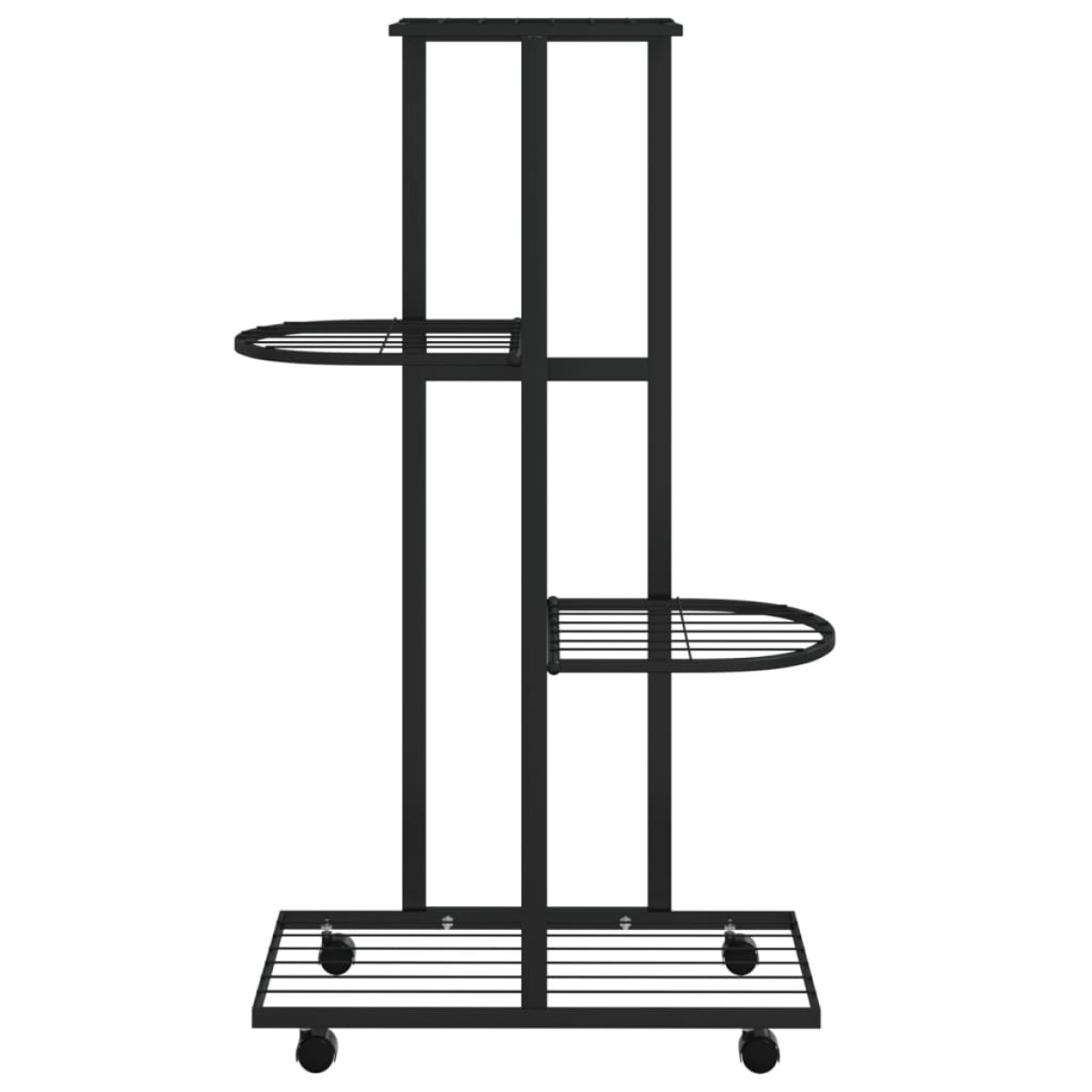 vidaXL Βάση Λουλουδιών 4 Επιπέδων με Ρόδες 44x23x80 εκ. Μαύρη Σίδερο