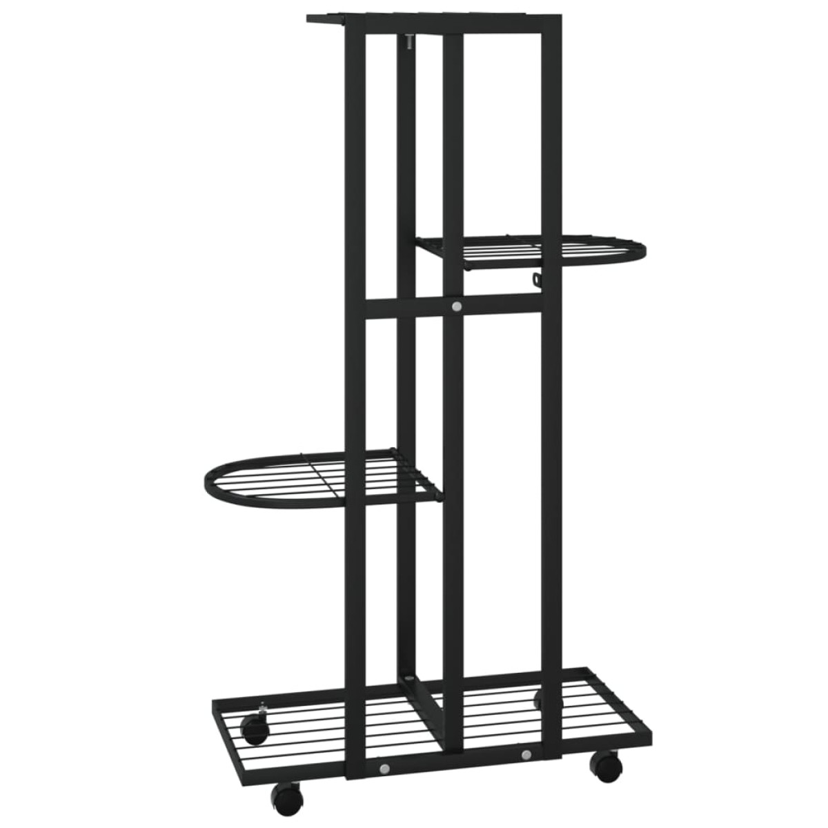 vidaXL Βάση Λουλουδιών 4 Επιπέδων με Ρόδες 44x23x80 εκ. Μαύρη Σίδερο
