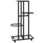 vidaXL Βάση Λουλουδιών 4 Επιπέδων με Ρόδες 44x23x80 εκ. Μαύρη Σίδερο