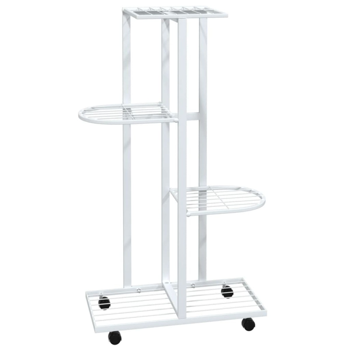 vidaXL Βάση Λουλουδιών 4 Επιπέδων με Ρόδες 44x23x80 εκ. Λευκή Σίδερο