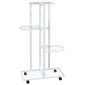 vidaXL Βάση Λουλουδιών 4 Επιπέδων με Ρόδες 44x23x80 εκ. Λευκή Σίδερο