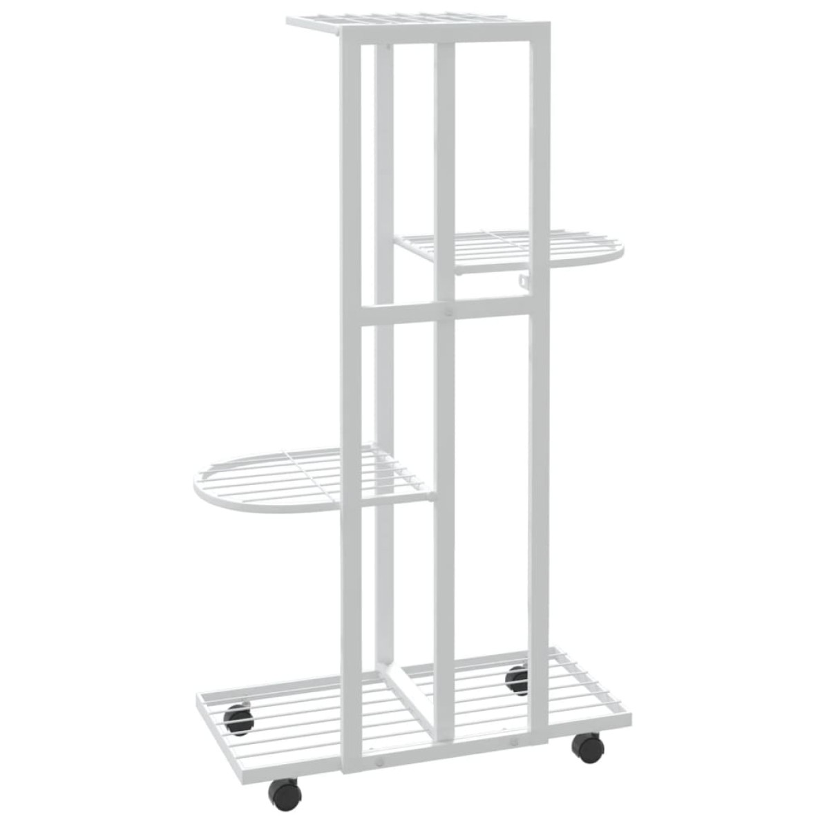 vidaXL Βάση Λουλουδιών 4 Επιπέδων με Ρόδες 44x23x80 εκ. Λευκή Σίδερο