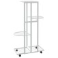 vidaXL Βάση Λουλουδιών 4 Επιπέδων με Ρόδες 44x23x80 εκ. Λευκή Σίδερο