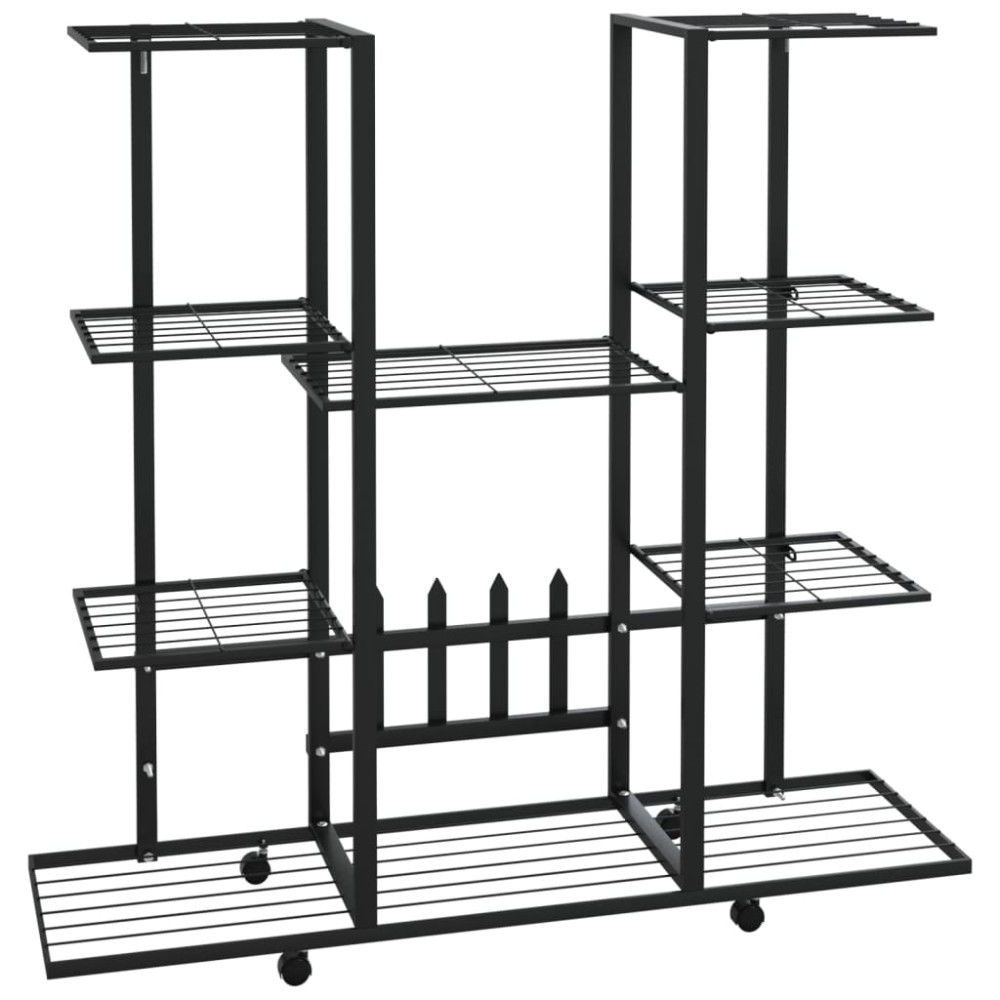 vidaXL Βάση Λουλουδιών με Ρόδες 94,5 x 24,5 x 91,5 εκ. Μαύρη Σιδερένια