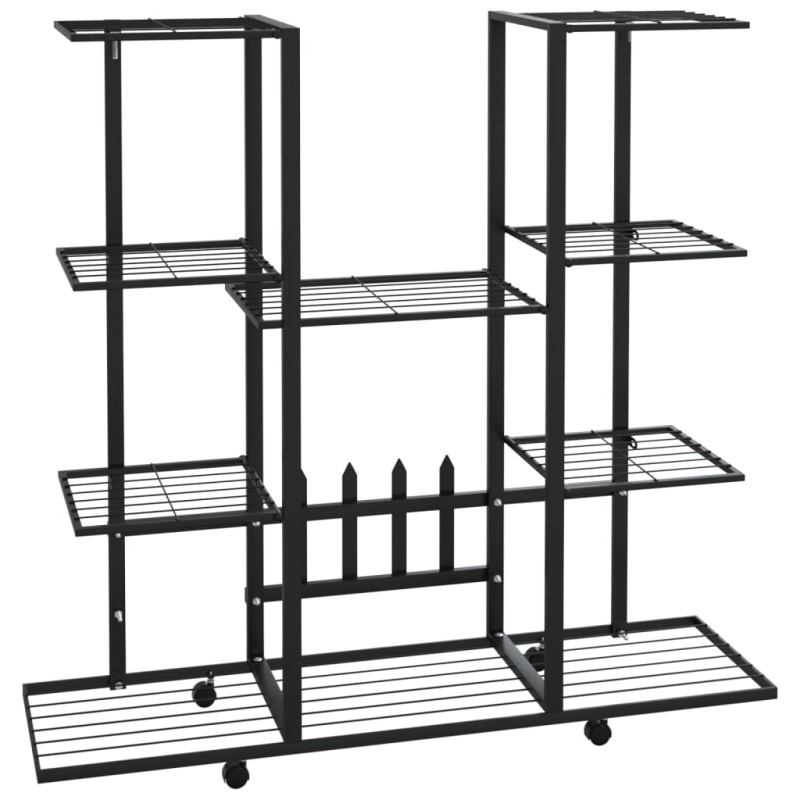 vidaXL Βάση Λουλουδιών με Ρόδες 94,5 x 24,5 x 91,5 εκ. Μαύρη Σιδερένια