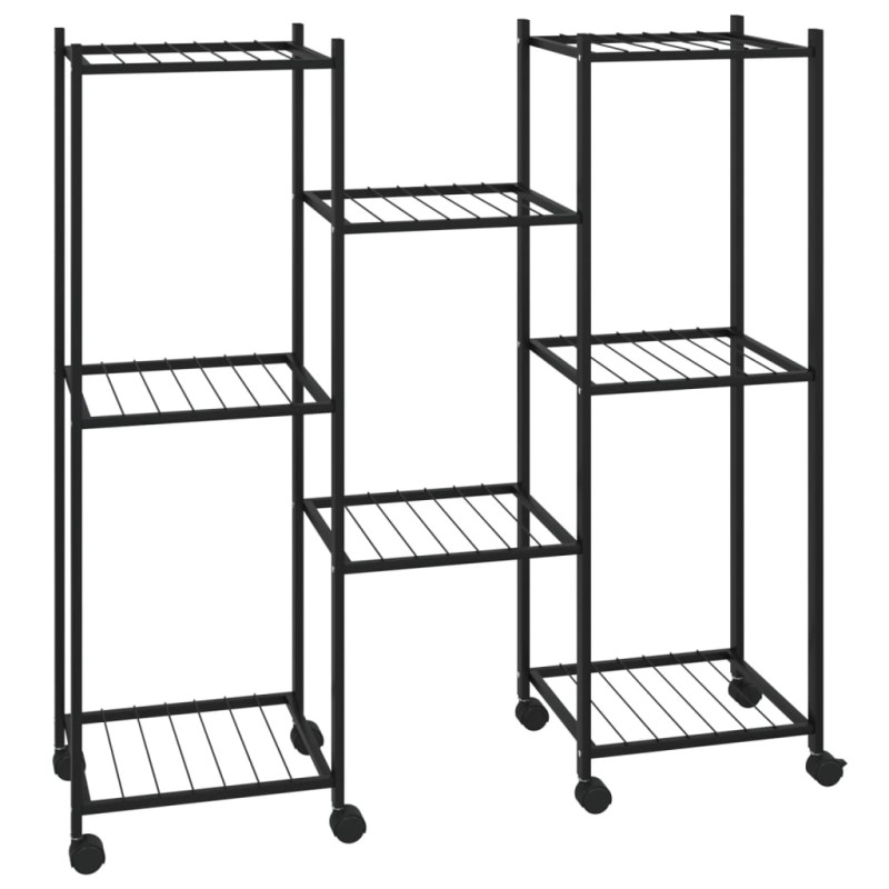 vidaXL Βάση Λουλουδιών με Ρόδες 83 x 25 x 83,5 εκ. Μαύρη Σιδερένια