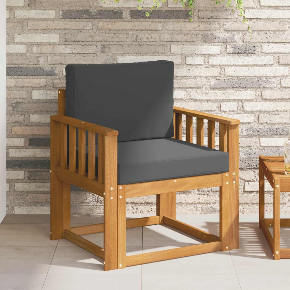 vidaXL Εξωτερικός καναπές Στερεό Ξύλο Ακακίας και Πολυεστέρ Φυσικό