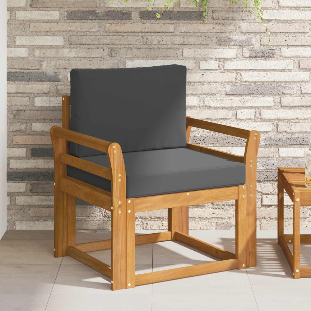 vidaXL Εξωτερικός καναπές Στερεό Ξύλο Ακακίας και Πολυεστέρ Φυσικό