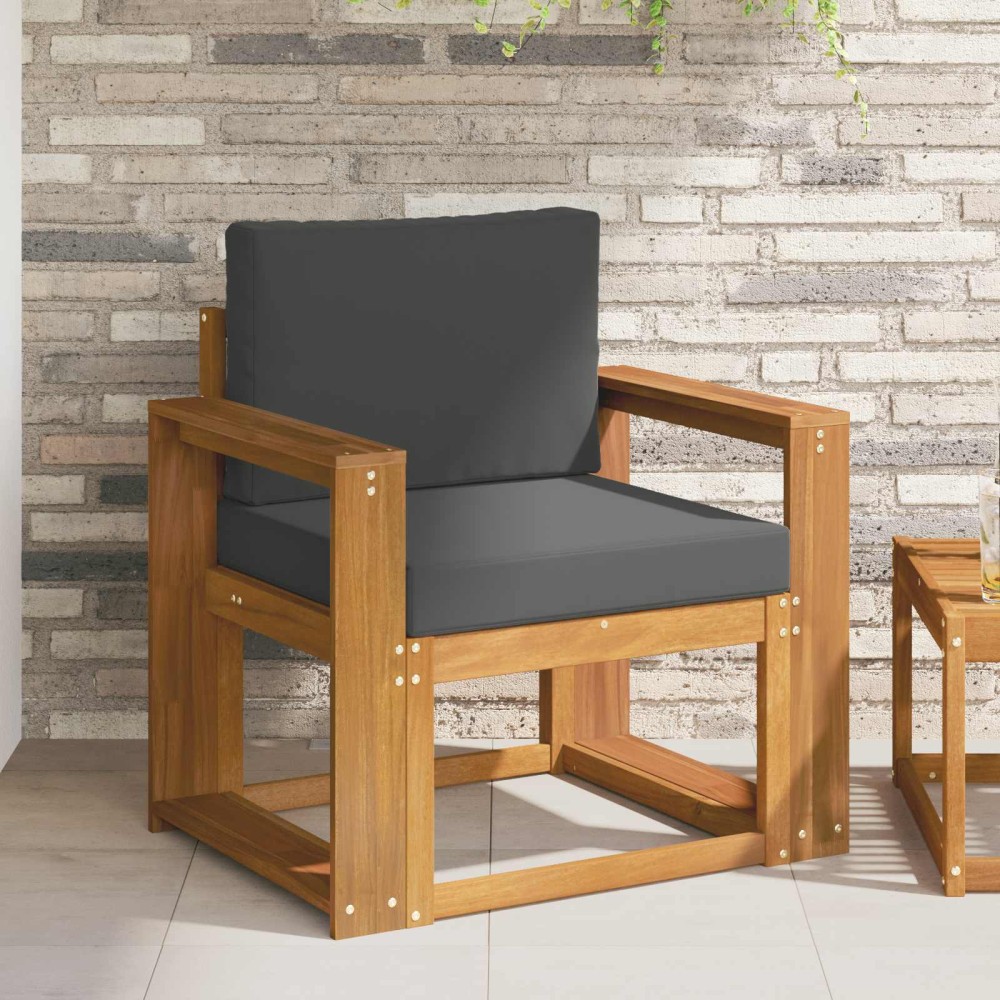 vidaXL Εξωτερικός καναπές Στερεό Ξύλο Ακακίας και Πολυεστέρ Φυσικό