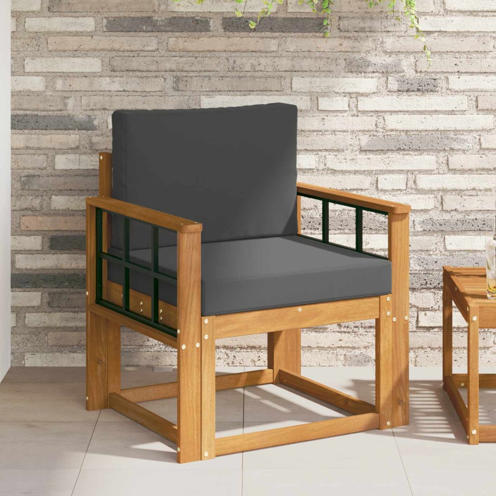 vidaXL Εξωτερικός καναπές Στερεό Ξύλο Ακακίας και Πολυεστέρ Φυσικό