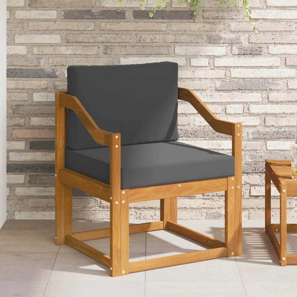 vidaXL Εξωτερικός καναπές Στερεό Ξύλο Ακακίας και Πολυεστέρ Φυσικό