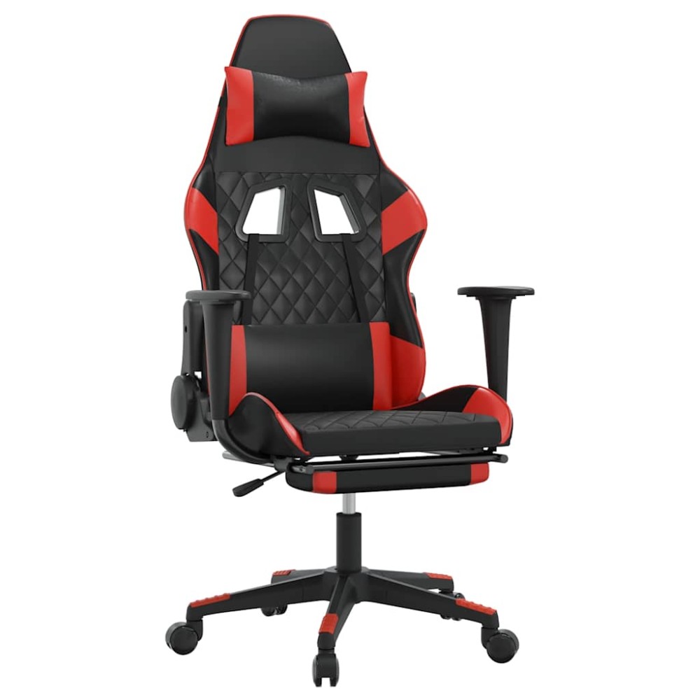 vidaXL Καρέκλα Gaming Μασάζ Υποπόδιο Μαύρο/Πράσινο από Συνθετικό Δέρμα