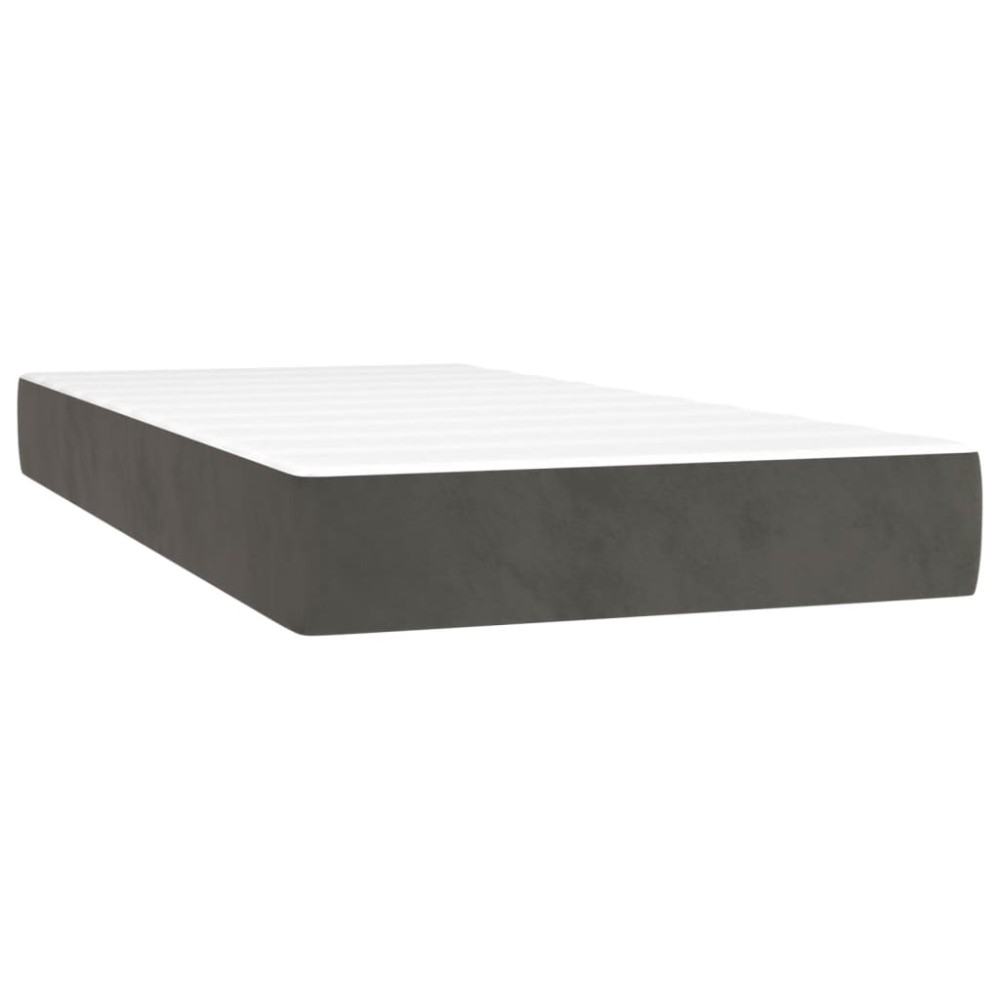 vidaXL Στρώμα με Pocket Springs Μεσαίας Σκληρότητας Σκούρο Γκρι 90x190x20 εκ. Βελούδινο