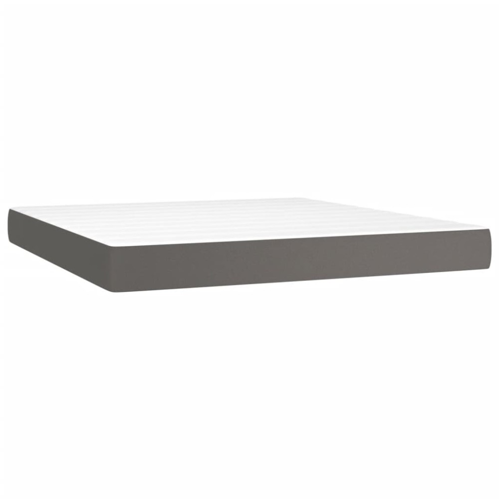 vidaXL Στρώμα με Pocket Springs Μεσαίας Σκληρότητας Γκρι 160x200x20 εκ. Συνθετικό Δέρμα