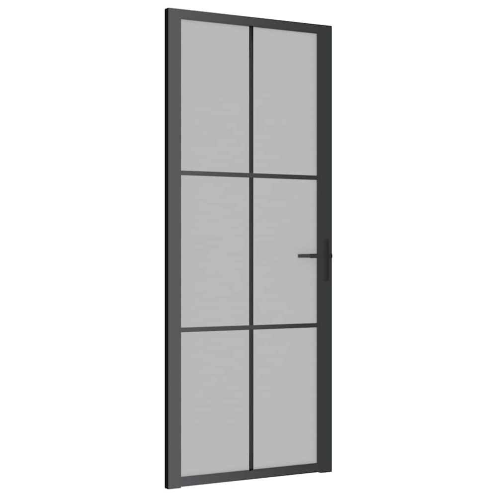 vidaXL Εσωτερική Πόρτα 83 x 201,5 εκ. Μαύρο Ματ Γυαλί και Αλουμίνιο