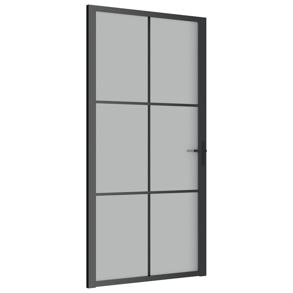 vidaXL Εσωτερική Πόρτα 102,5x201,5 εκ. Μαύρο Ματ Γυαλί και Αλουμίνιο