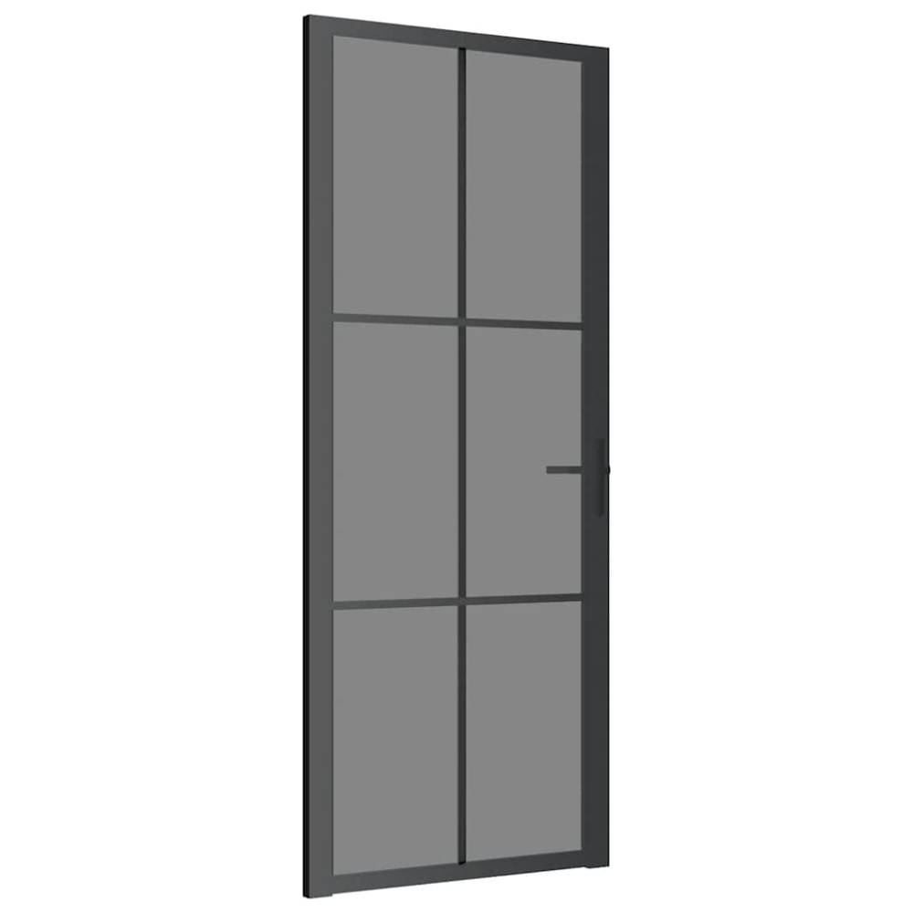 vidaXL Εσωτερική Πόρτα 83x201,5 εκ. Μαύρη ESG Γυαλί και Αλουμίνιο