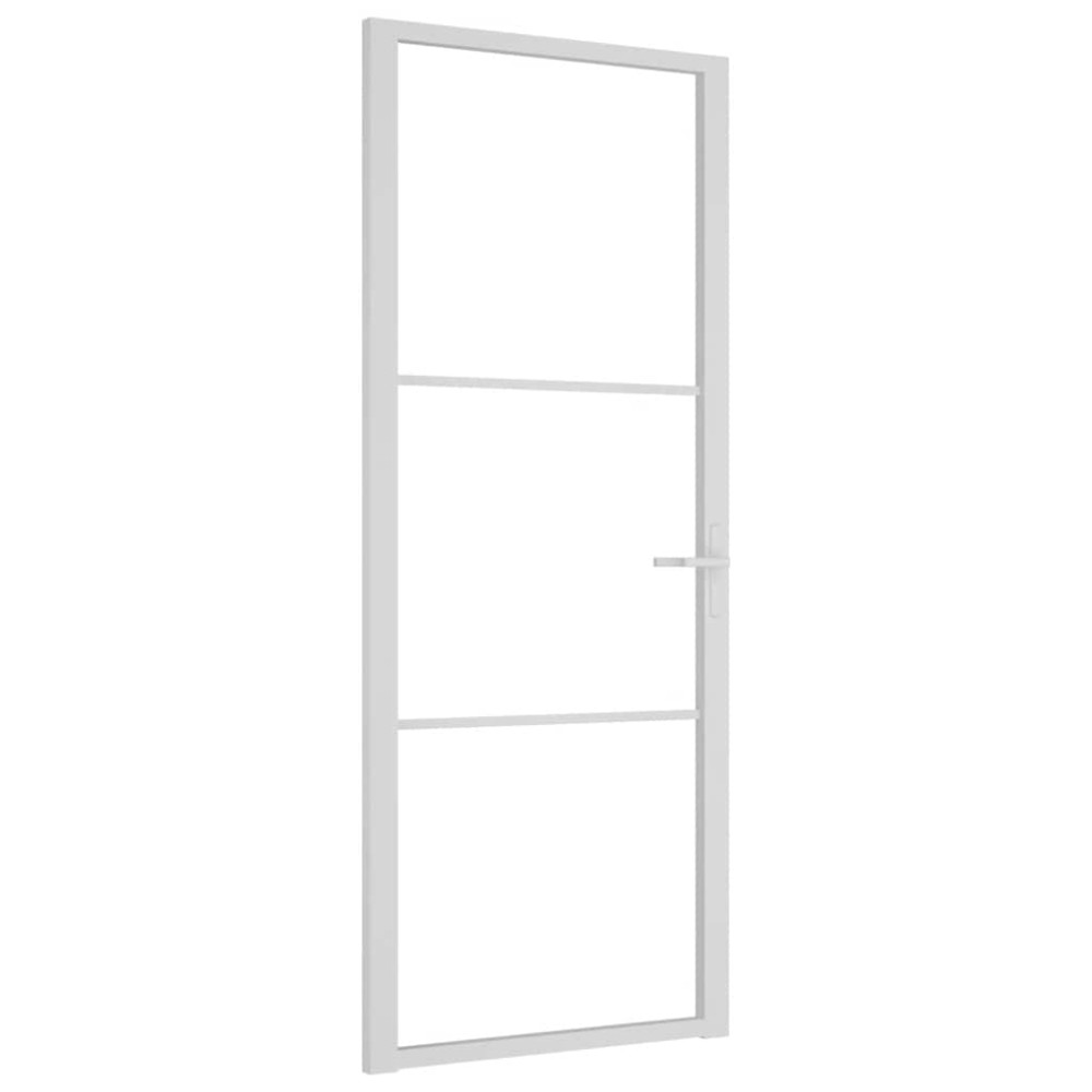 vidaXL Εσωτερική Πόρτα 83x201,5 εκ. Λευκό ESG Γυαλί και Αλουμίνιο