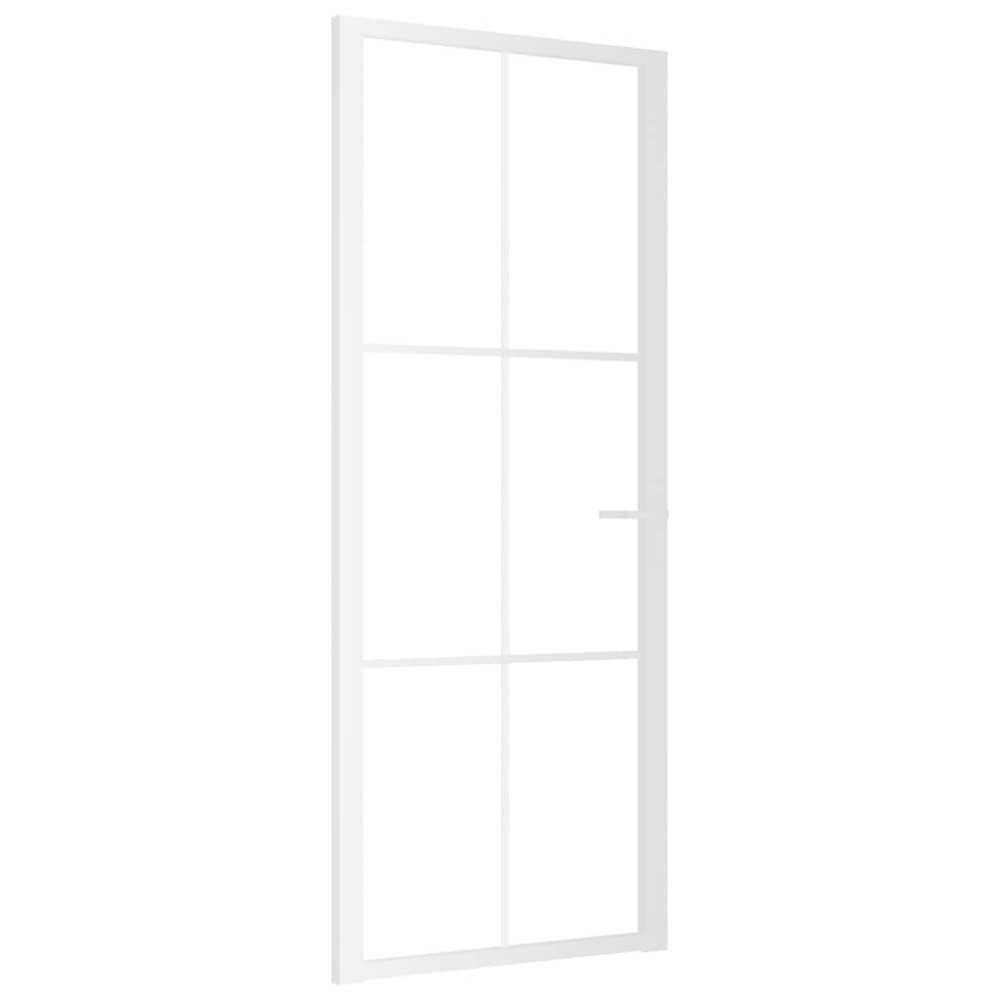 vidaXL Εσωτερική Πόρτα 83x201,5 εκ. Λευκό ESG Γυαλί και Αλουμίνιο