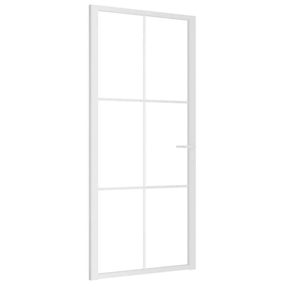 vidaXL Εσωτερική Πόρτα 93x201,5 εκ. Λευκό ESG Γυαλί και Αλουμίνιο