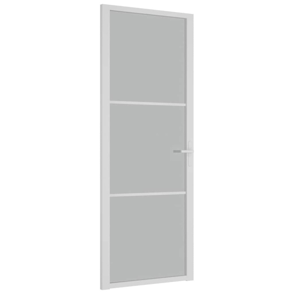 vidaXL Εσωτερική Πόρτα 76 x 201,5 εκ. Λευκό Ματ Γυαλί και Αλουμίνιο