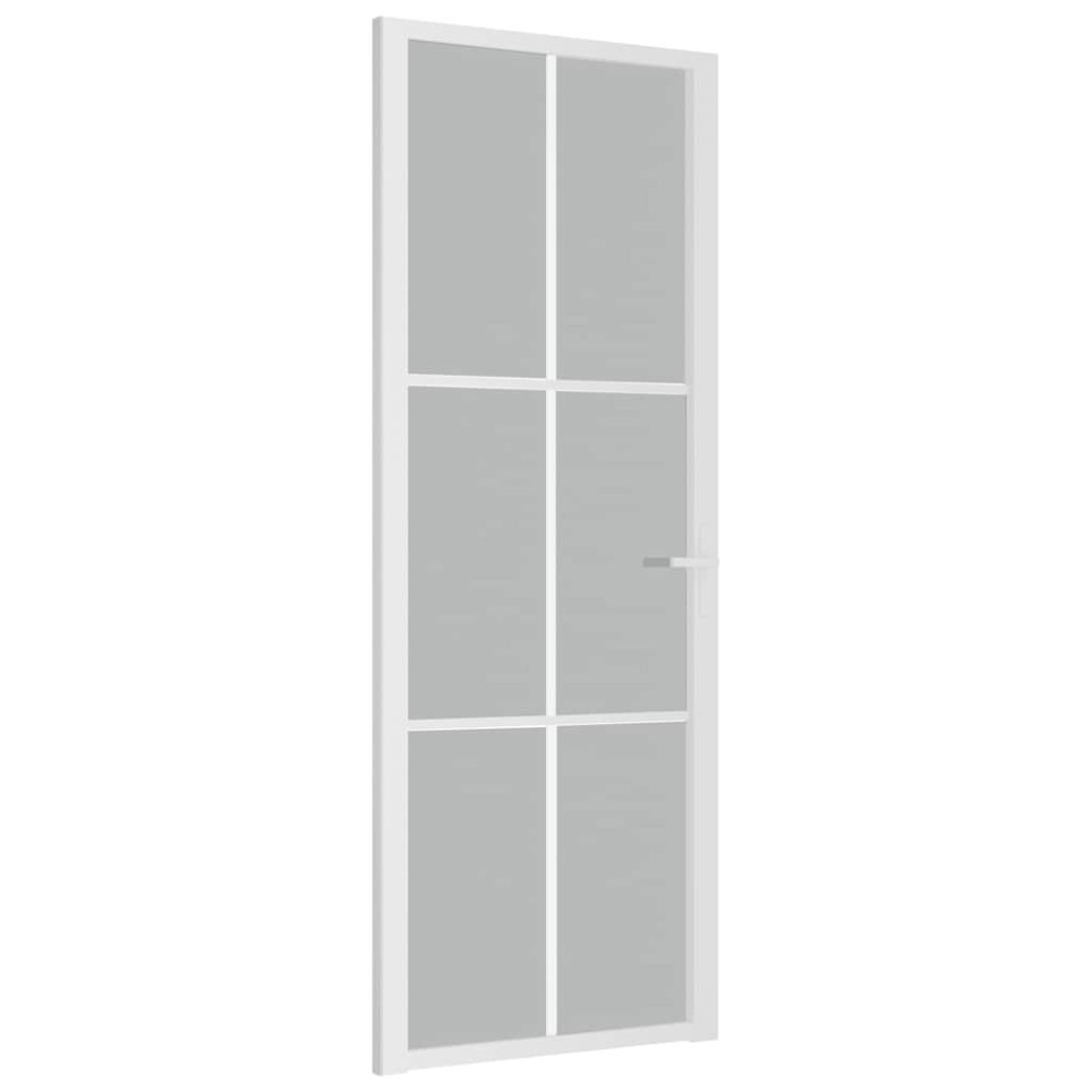 vidaXL Εσωτερική Πόρτα 76 x 201,5 εκ. Λευκό Ματ Γυαλί και Αλουμίνιο