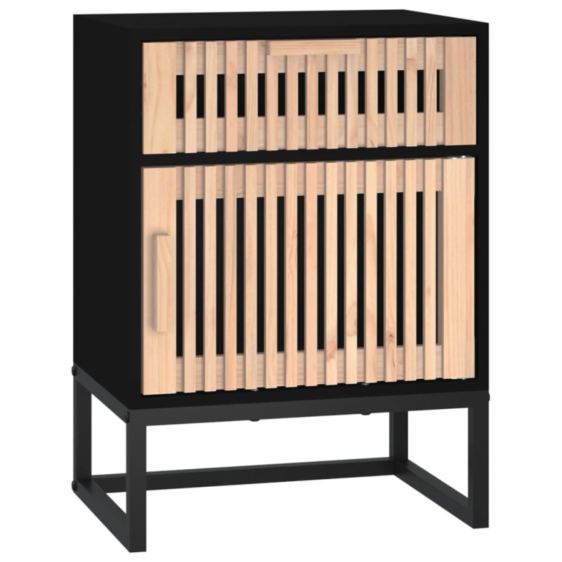 vidaXL Κομοδίνο Μαύρο 40x30x55,5 εκ. Επεξεργασμένο Ξύλο & Σίδερο