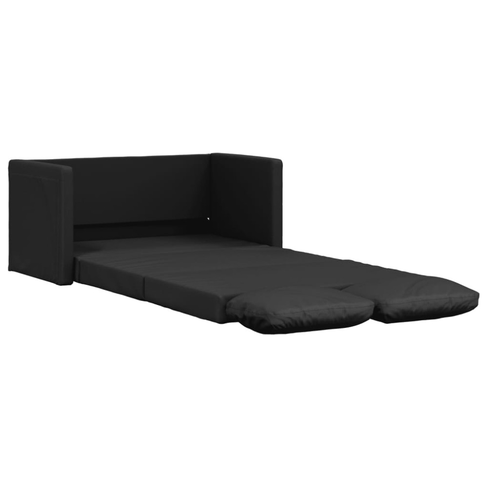 vidaXL Καναπές-Κρεβάτι Δαπέδου 2 σε 1 Μαύρο 112x174x55 εκ. Συνθ. Δέρμα