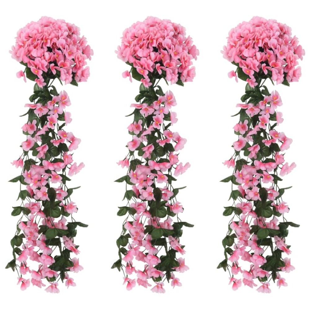 vidaXL Γιρλάντες Λουλουδιών Τεχνητές 3 τεμ. Ροζ 85 εκ.