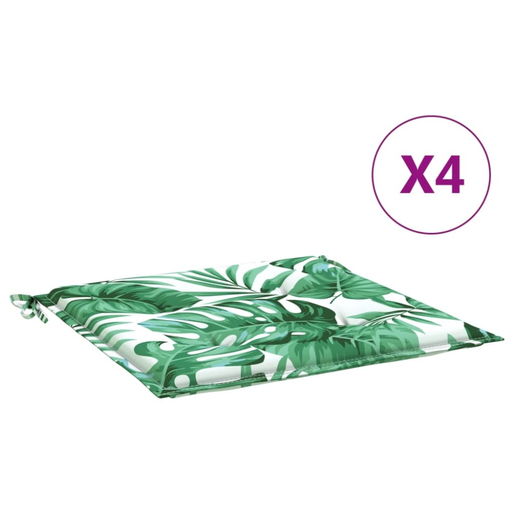 vidaXL Μαξιλάρια Καρέκλας 4 τεμ. Σχέδιο Φύλλων 40x40x4 εκ. Υφασμάτινα