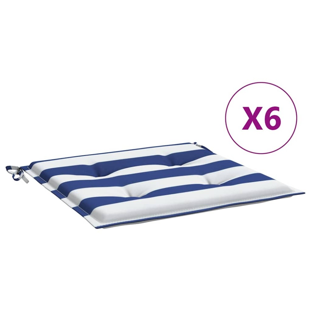 vidaXL Μαξιλάρια Καρέκλας 6 τεμ. Μπλε/Λευκό Ριγέ 50x50x4 εκ Υφασμάτινα