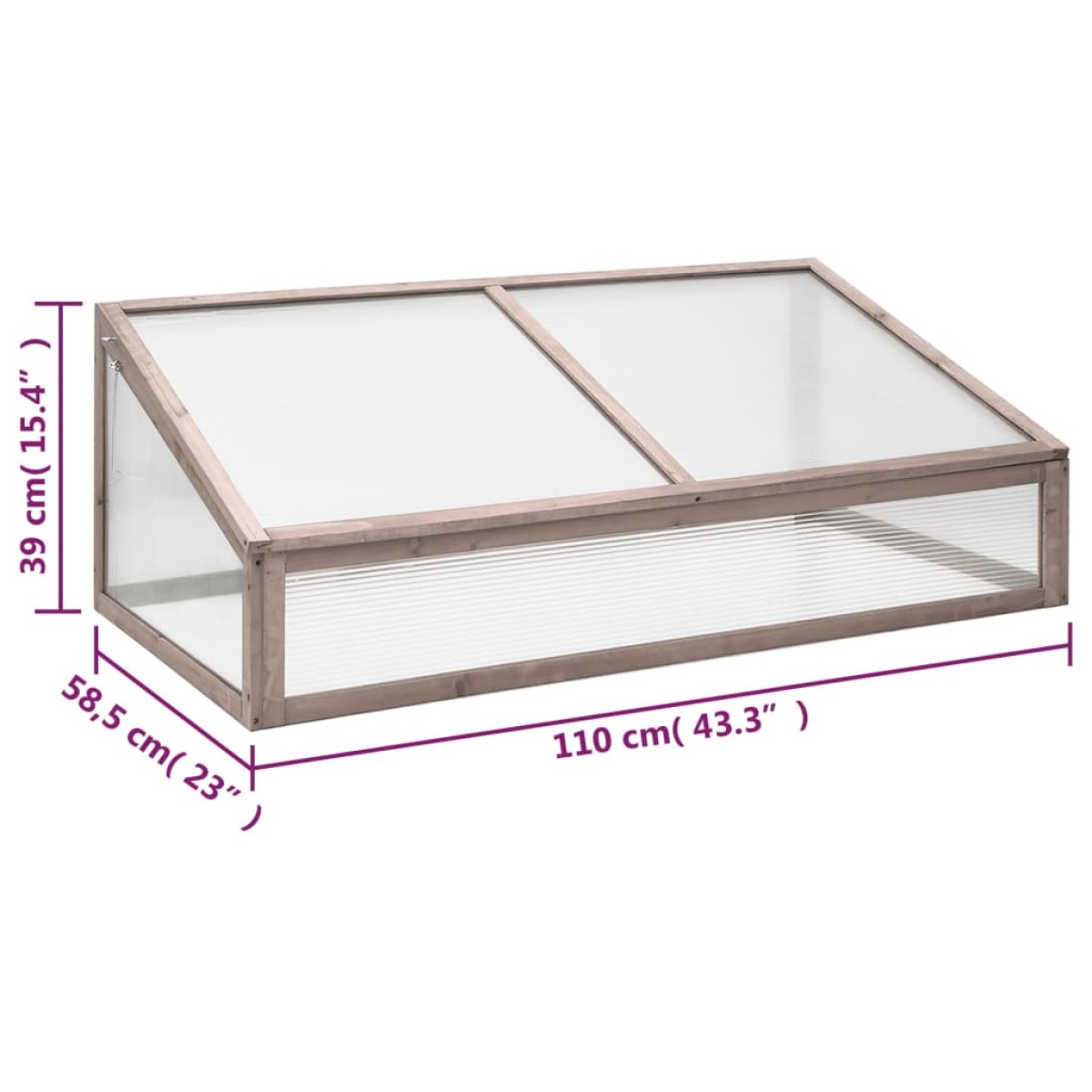 vidaXL Θερμοκήπιο Γκρι 110 x 58,5 x 39 εκ. από Ξύλο Ελάτης
