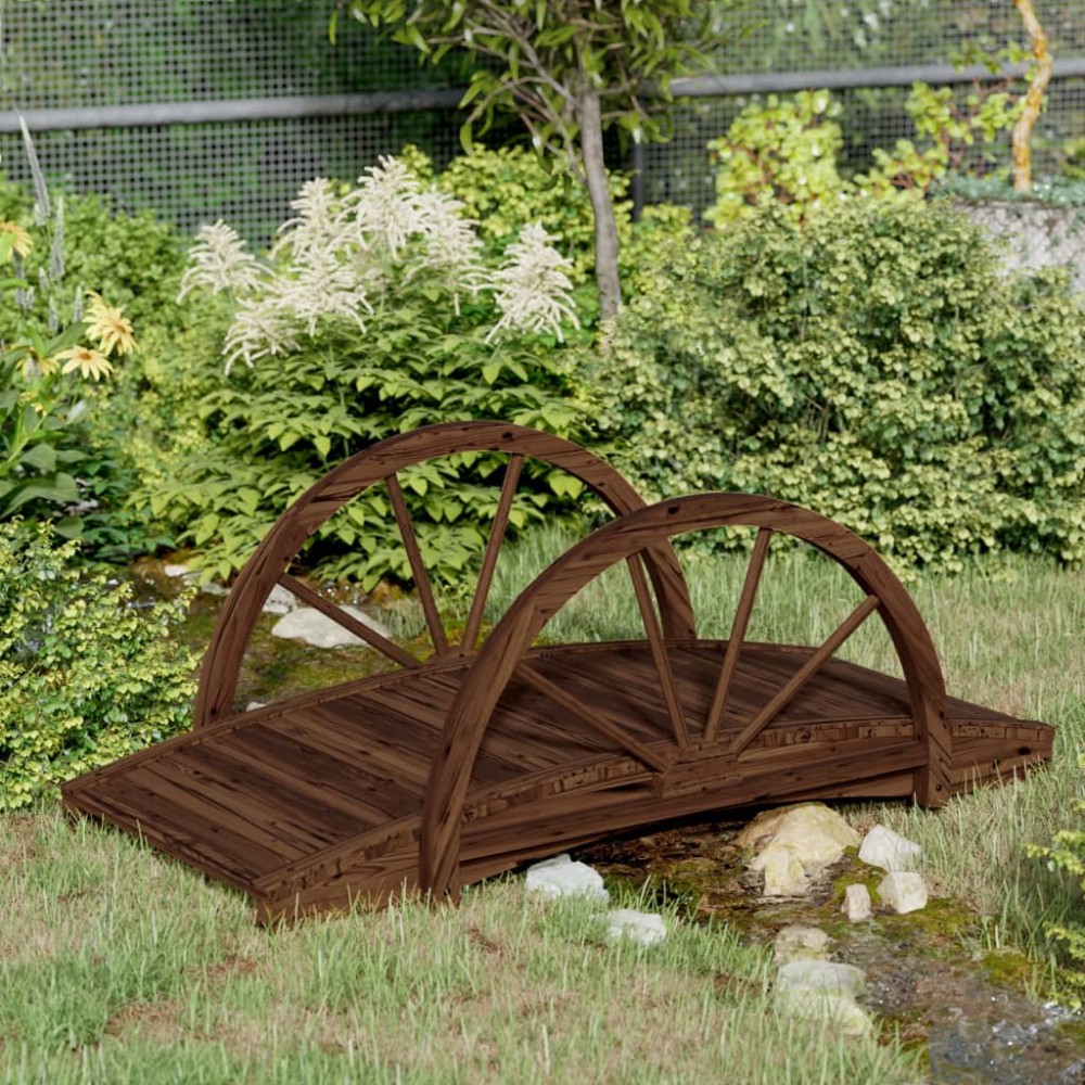 vidaXL Γέφυρα Κήπου με Μισό Τροχό 99x50x38 εκ. από Μασίφ Ξύλο Ελάτης