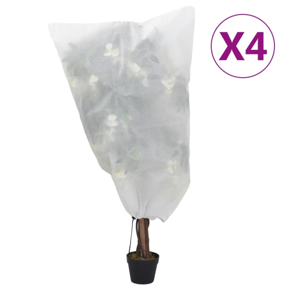 vidaXL Καλύμματα Φυτών Αντιπαγετ. με Κορδόνι 4 τεμ. 70γρ/μ² 0,8x0,8 μ.