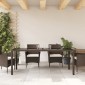 vidaXL Τραπέζι Κήπου με Γυάλινη Επιφάνεια Καφέ 190x90x75 εκ Ρατάν