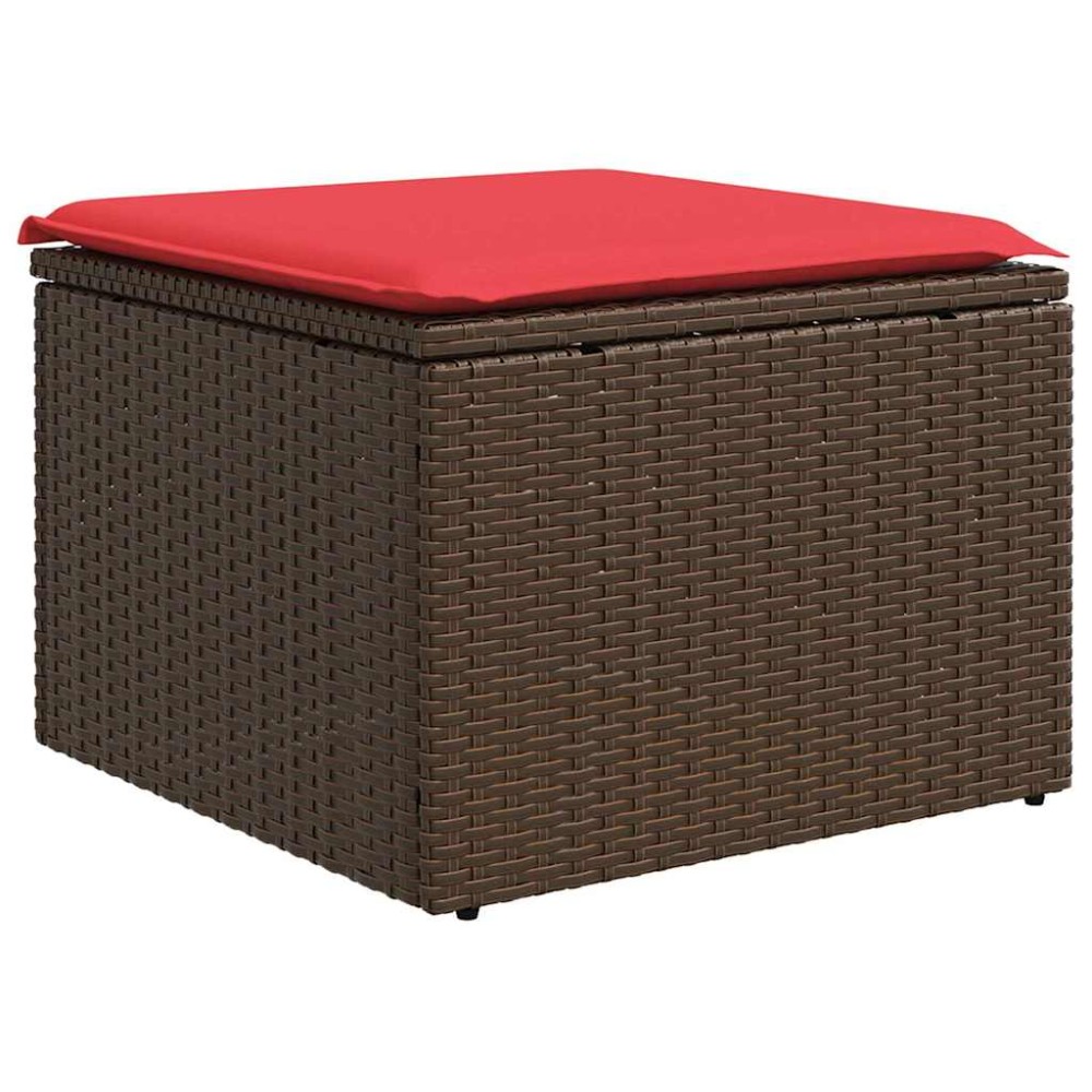 vidaXL Σκαμπό Κήπου με Μαξιλάρι Καφέ 55x55x37 εκ. από Συνθετικό Ρατάν