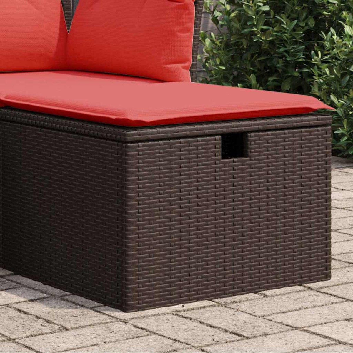 vidaXL Σκαμπό Κήπου με Μαξιλάρι Καφέ 55x55x37 εκ. από Συνθετικό Ρατάν