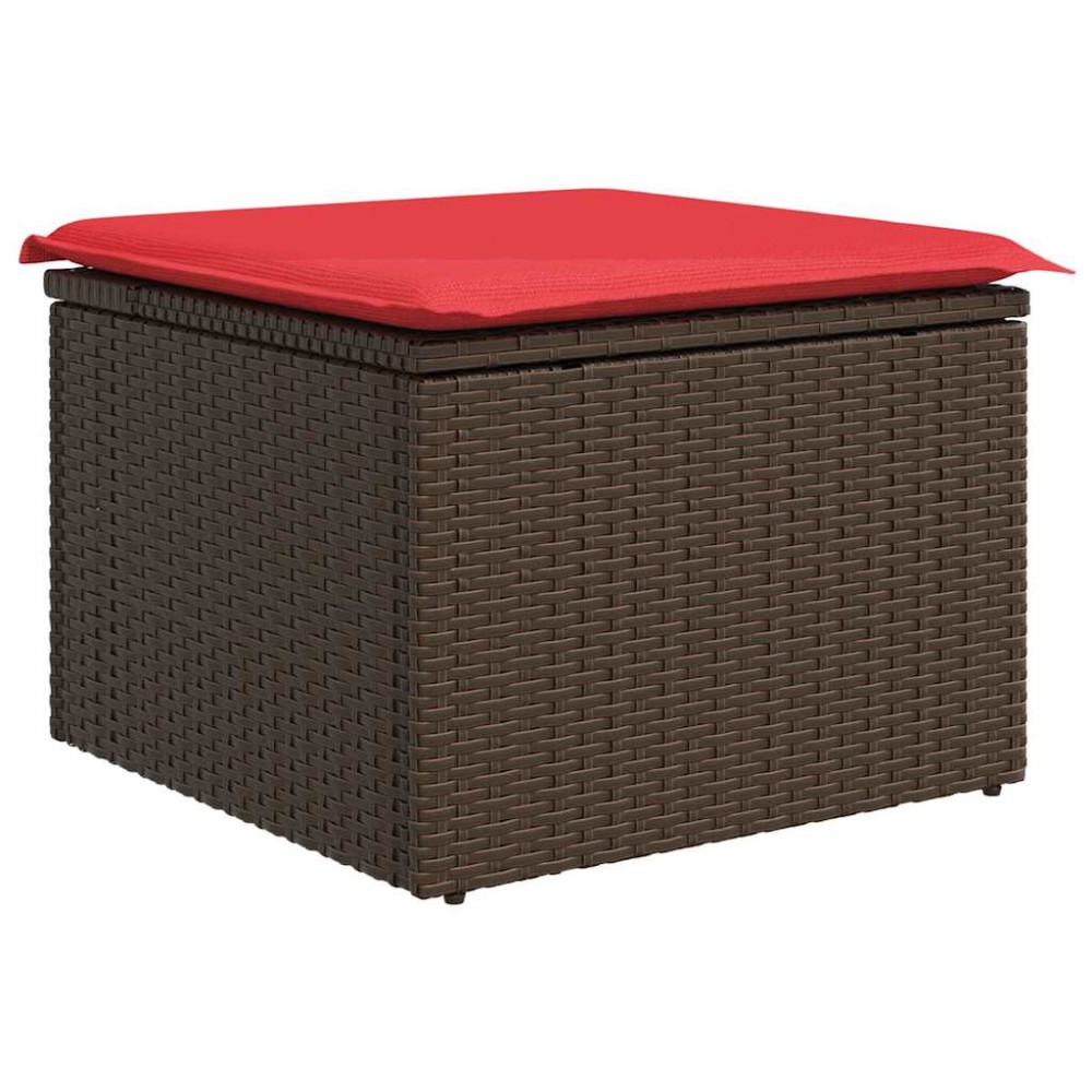 vidaXL Σκαμπό Κήπου με Μαξιλάρι Καφέ 55x55x37 εκ. από Συνθετικό Ρατάν