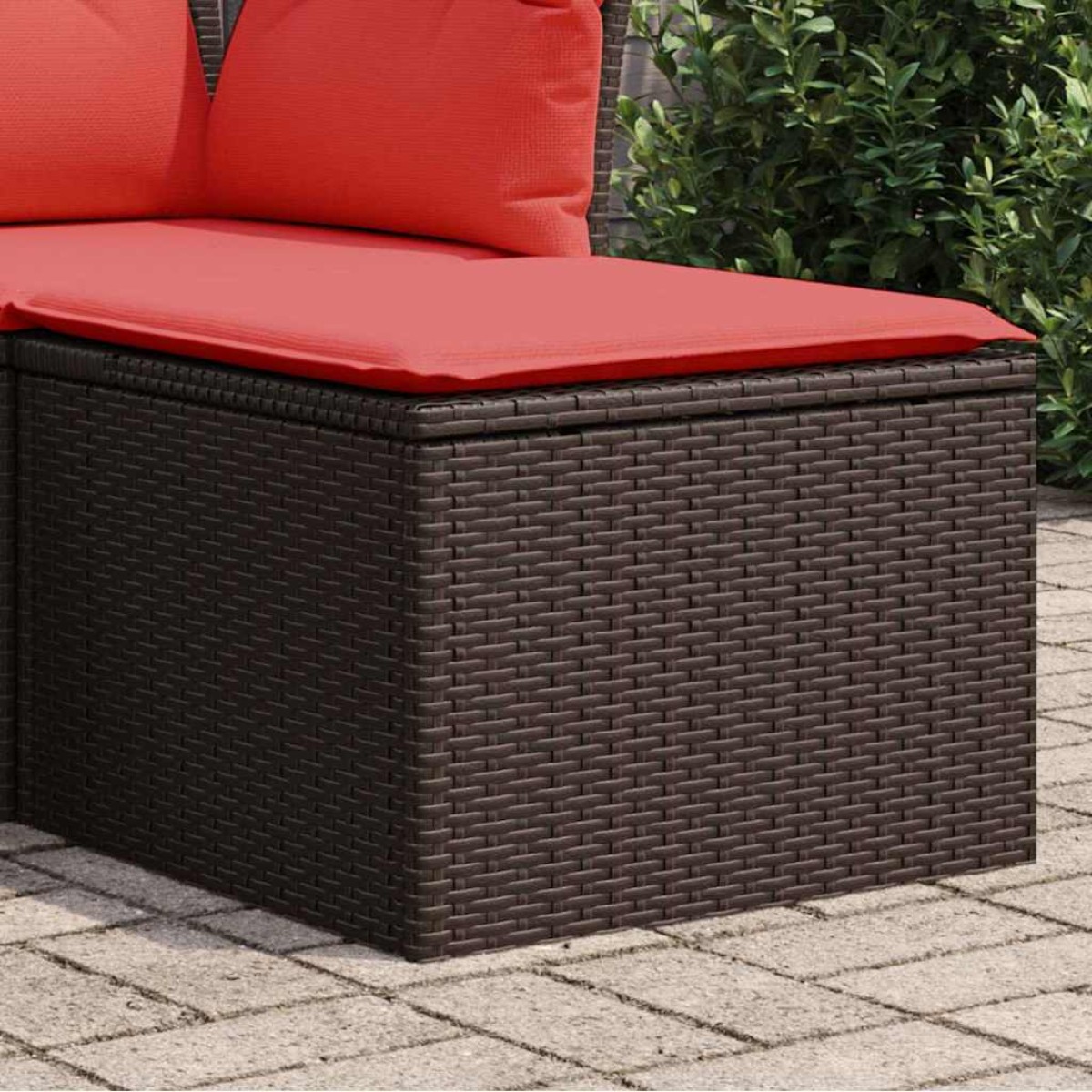 vidaXL Σκαμπό Κήπου με Μαξιλάρι Καφέ 55x55x37 εκ. από Συνθετικό Ρατάν