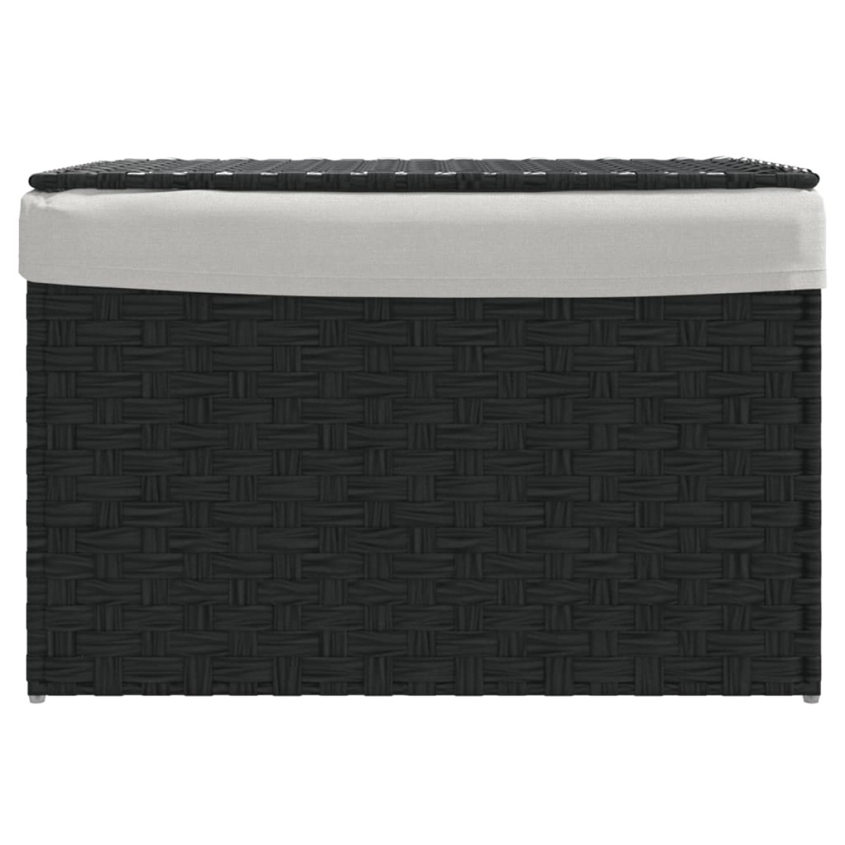 vidaXL Καλάθι Πλυντηρίου με Καπάκι Μαύρο 55,5 x 35 x 34εκ. Συνθ. Ρατάν