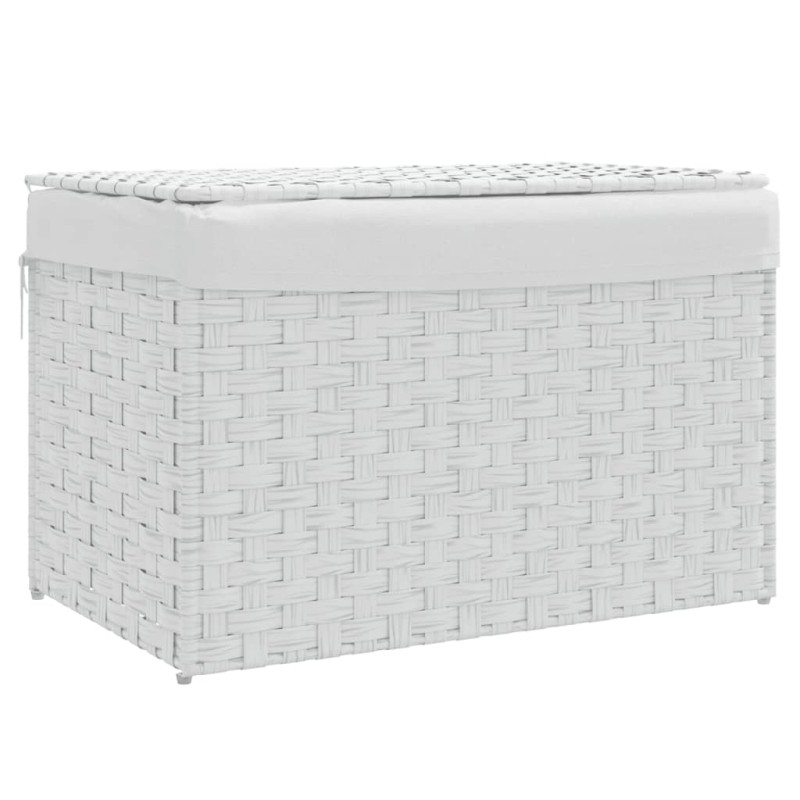 vidaXL Καλάθι Πλυντηρίου με Καπάκι Λευκό 55,5 x 35 x 34εκ. Συνθ. Ρατάν