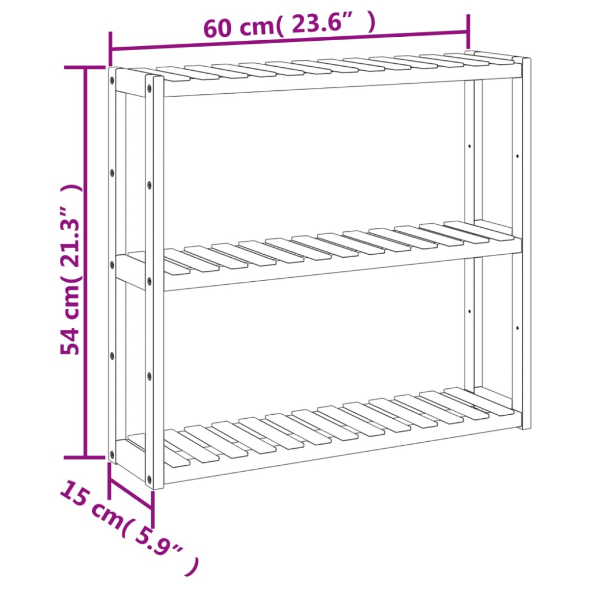 vidaXL Ράφι Μπάνιου 3 Επιπέδων Επιτοίχιο 60x15x54 εκ. από Μπαμπού