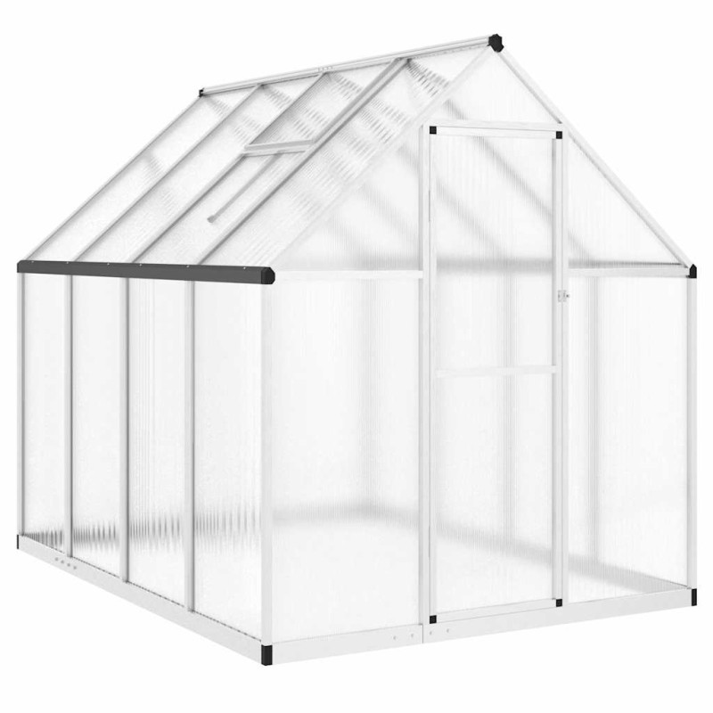 vidaXL Θερμοκήπιο με Πλαίσιο Βάσης Ασημί 224x169x195 εκ. Αλουμίνιο