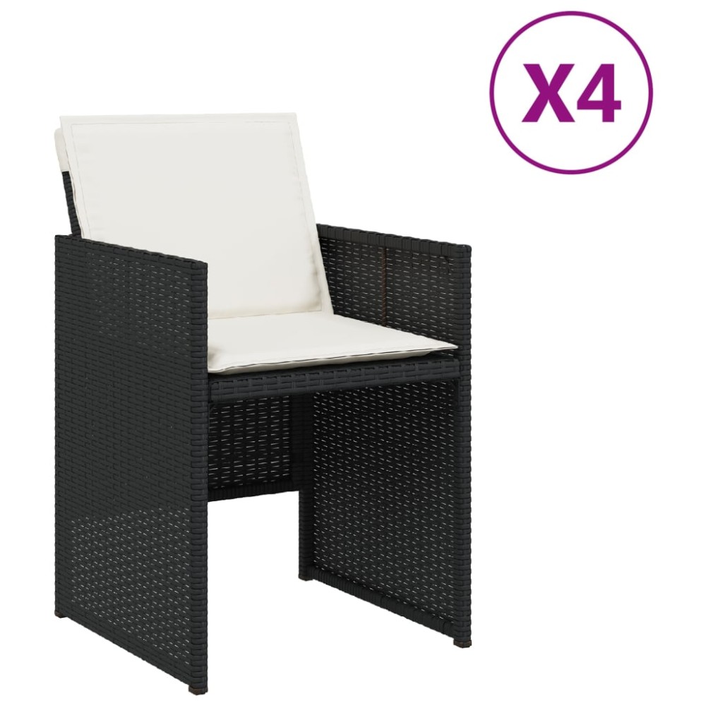 vidaXL Καρέκλες Κήπου 4 τεμ. Μαύρες από Συνθετικό Ρατάν με Μαξιλάρια