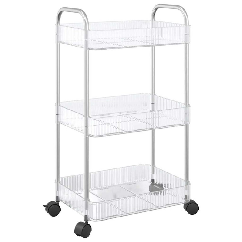 vidaXL Καρότσι αποθήκευσης 3 Επίπεδα Διαφανές 37x28x68 εκ. Ακρυλικό