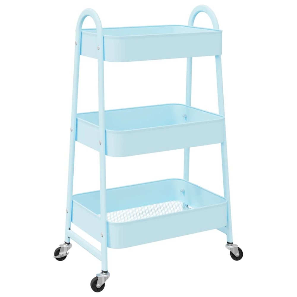 vidaXL Τρόλεϊ αποθήκευσης 3 Επίπεδα Μπλε 42x41,5x77 εκ. Ατσάλι