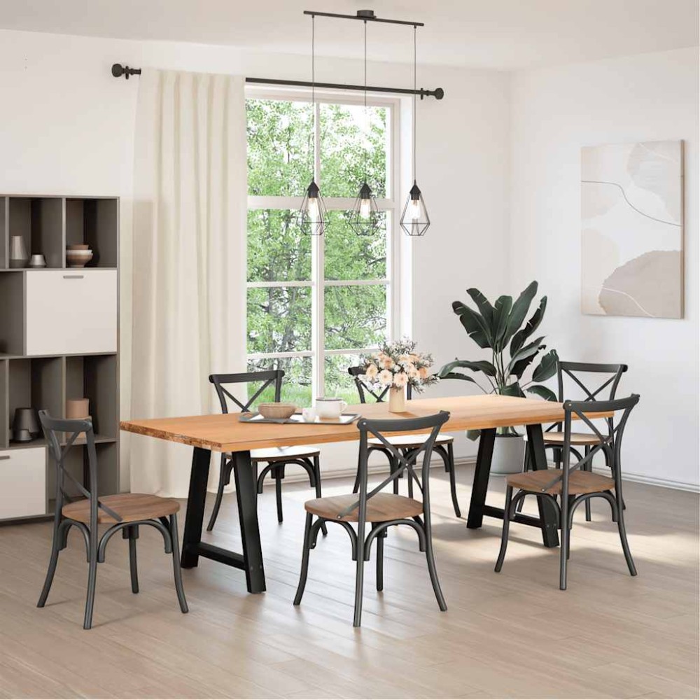 vidaXL Πόδια Τραπεζαρίας σε Σχήμα Α, 2 τεμ. Μαύρο, 70x(72-73) εκ. Ατσάλι