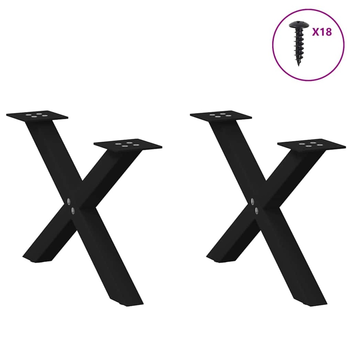 vidaXL Πόδια Τραπεζιού Σαλονιού σε Σχήμα Χ, 2 τεμ. Μαύρο, Ατσάλι 60x(30-31) εκ.
