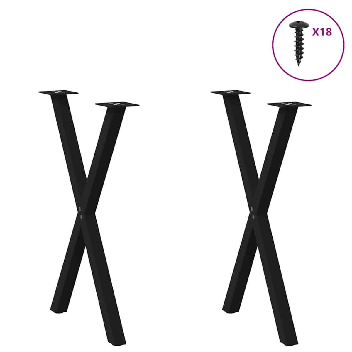 vidaXL Πόδια Τραπεζαρίας σε Σχήμα Χ, 2 τεμ. Μαύρο, Ατσάλι 57x(72-73) εκ.